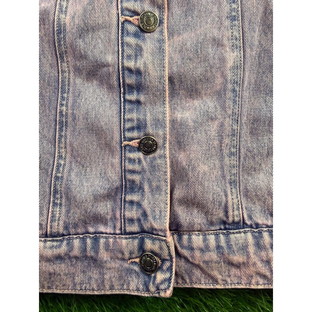 FOREVER 21 Acid Wash Denim Jacket Purple Women's M Oversized Trucker Jean Coat - Picture 7 of 16